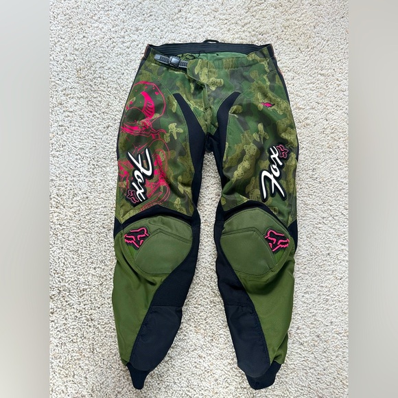 FOX 180 Racing Youth/Kids Dirtbike Riding Pants Green Pink Camo Size 12/14 - Picture 9 of 9